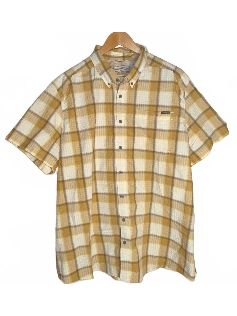 Eddie Bauer Men's Classic Fit T3XL Yellow Plaid Button-Up Sh - Picture 3 of 5